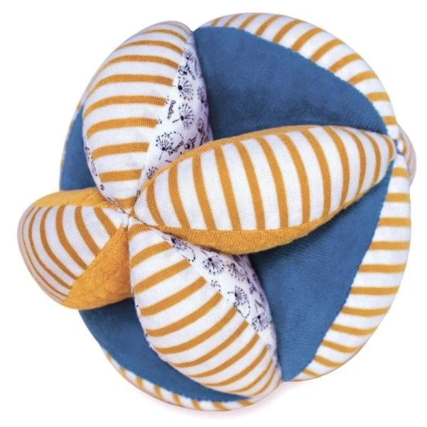 Balle Sensorielle Avec Hochet Bleu-Rayé 15cm Coton Bio Doudou Et Compagnie® - Doudou Bio Français 2 Balle Sensorielle Avec Hochet Bleu-Rayé 15cm Coton Bio Doudou Et Compagnie® - Doudou Bio Français – Image 2