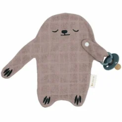 Doudou Attache-sucette Paresseux Gris TerreFabelab® Coton Bio GOTS- Doudou Bio Scandinave