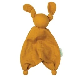 Doudou Bébé Coton Bio Floppy Mousseline Ocre Hoppa®- Certifié GOTS