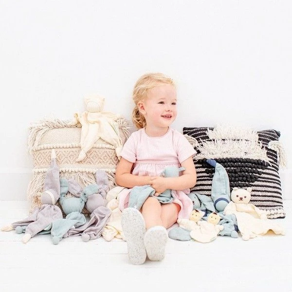 Doudou Bébé Coton Bio Tino Mousseline Vert D'eau Hoppa®- Doudou Bio GOTS 2 Doudou Bébé Coton Bio Tino Mousseline Vert D'eau Hoppa®- Doudou Bio GOTS – Image 2