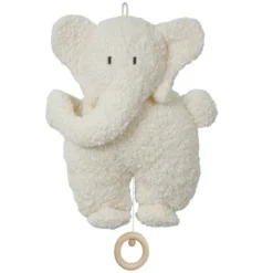 Doudou Boite à Musique éléphant Blanc Coton Bio 27 Cm Efie® - Doudou Bio Naturel Efie