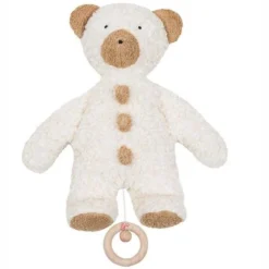 Doudou Boite à Musique Ours Blanc Beige Coton Bio 30 Cm Efie® - Doudou Bio Musical