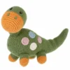 Doudou Hochet Dinosaure Dippi Kaki 25cm Pebble® Maille Crochet Coton Bio - Doudou Bébé Bio