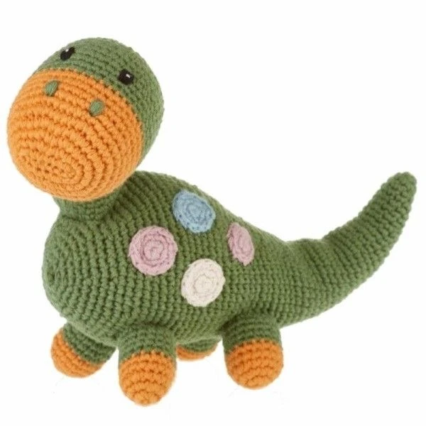 Doudou Hochet Dinosaure Dippi Kaki 25cm Pebble® Maille Crochet Coton Bio - Doudou Bébé Bio 1 Doudou Hochet Dinosaure Dippi Kaki 25cm Pebble® Maille Crochet Coton Bio - Doudou Bébé Bio