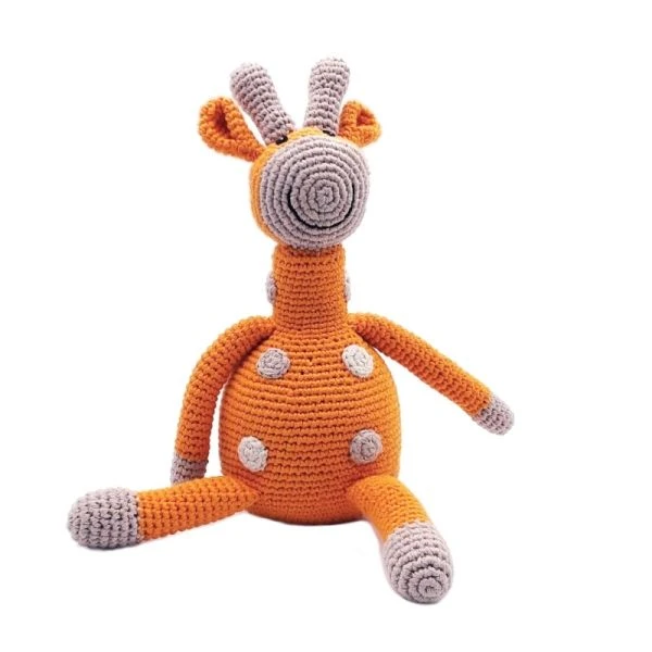 Doudou Hochet Girafe Orange 24cm Pebble® Maille Crochet Coton Bio - Doudou Bébé Bio 1 Doudou Hochet Girafe Orange 24cm Pebble® Maille Crochet Coton Bio - Doudou Bébé Bio