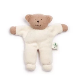Doudou Hochet Nanchen® Natur Ours Brummel Coton Bio Eponge (Kba) Brun Ecru 18cm- Doudou Bio