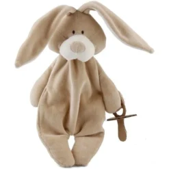 Doudou Lapin Bio Attache Tétine Wooly Organic® Coton Bio Beige 26cm - Doudou Bio GOTS
