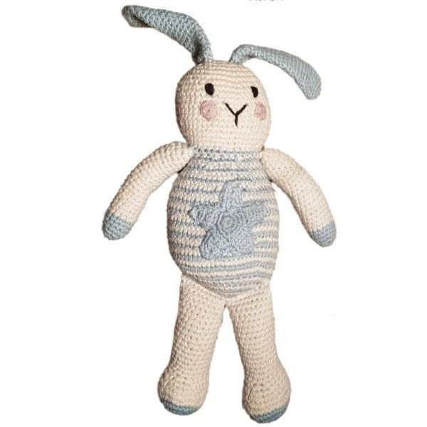 Doudou Lapin Bleu Star 28cm Pebble® Maille Crochet Coton Bio - Doudou Bébé Bio 1 Doudou Lapin Bleu Star 28cm Pebble® Maille Crochet Coton Bio - Doudou Bébé Bio