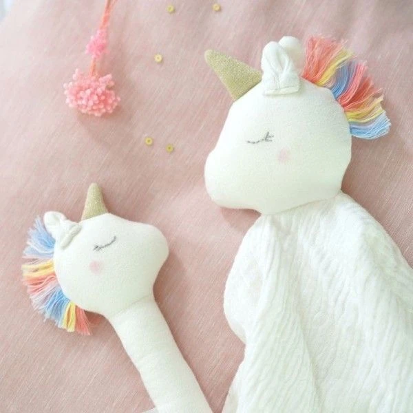 Doudou Mousseline De Coton Bio Licorne Albetta® 35cm - Lange Doudou 2 Doudou Mousseline De Coton Bio Licorne Albetta® 35cm - Lange Doudou – Image 2