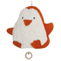 Doudou Musical Coton Bio Efie® Pingouin Orange & Blanc 24 Cm Efie® - Doudou Bio Naturel Efie
