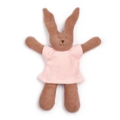 Doudou Nanchen® Natur Lapin Hasi Coton Bio Eponge (Kba) Chocolat Rose- Doudou Bio