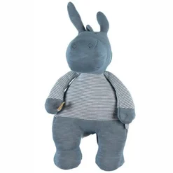 Doudou Peluche Coton Bio Âne Paco Bleu 32cm Noukie's® - Bébé Bio