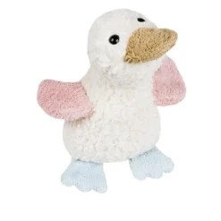Doudou Peluche Efie Petit Canard Naturel Rose Bleu 19 Cm - Doudou Coton Bio GOTS