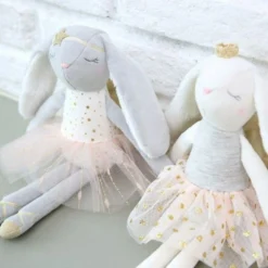 Poupée Lapine Danseuse Ange Tutu Rose Albetta® 35cm Coton Bio - Doudou Poupée -Jouets En Peluche Soldes doudou peluche en velours de coton bio lapine couronnee albetta doudou rondelets 3