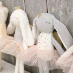 Poupée Lapine Danseuse Ange Tutu Rose Albetta® 35cm Coton Bio - Doudou Poupée -Jouets En Peluche Soldes doudou peluche en velours de coton bio lapine couronnee albetta doudou rondelets 4