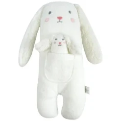 Doudou Peluche éponge De Coton Bio Lapin Et Lapinou 27cm Albetta® - Doudou Rondelets