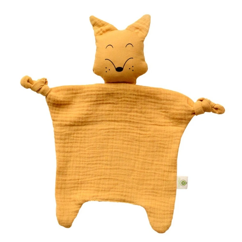 Doudou Plat à Nœuds Lange Coton Bio Renard APunt Barcelona®- Doudou Bébé Bio 2 Doudou Plat à Nœuds Lange Coton Bio Renard APunt Barcelona®- Doudou Bébé Bio – Image 2