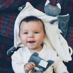 Doudou Plat Anneau De Dentition Chat Gris Wooly Organic® Coton Bio 28cm - Doudou Bio GOTS -Jouets En Peluche Soldes doudou plat anneau de dentition chat gris wooly organic coton bio 28cm doudou bio gots 2