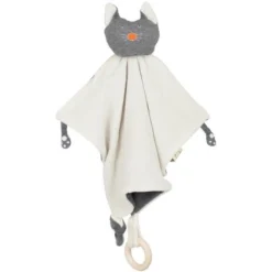 Doudou Plat Anneau De Dentition Chat Gris Wooly Organic® Coton Bio 28cm - Doudou Bio GOTS