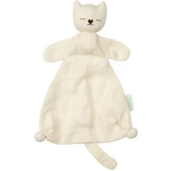 Doudou Plat Bébé Hoppa® Chat Mila Lange Mousseline Écru 24cm Coton Bio GOTS - Doudou Bébé