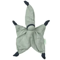 Doudou Plat Bébé Hoppa® LutinSisco Mousseline Vert D'eau 24cm Coton Bio GOTS - Doudou Bébé
