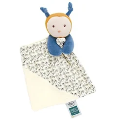 Doudou Plat Bébé L'abeille Ocre 20cm Coton Bio Doudou Et Compagnie® - Doudou Bio Français