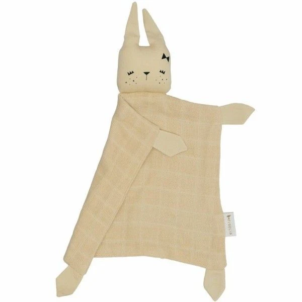 Doudou Plat Carré Lapin Jaune PaleFabelab® Mousseline Coton Bio GOTS- Doudou Bio Scandinave 2 Doudou Plat Carré Lapin Jaune PaleFabelab® Mousseline Coton Bio GOTS- Doudou Bio Scandinave – Image 2