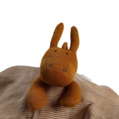 Doudou Plat Carré Mouchoir Coton Bio Âne Paco Ocre Noukie's® - Bébé Bio -Jouets En Peluche Soldes doudou plat carre mouchoir coton bio ane paco ocre noukie s bebe bio 2
