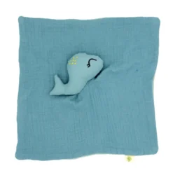 Doudou Plat Lange Coton Bio Baleine APunt Barcelona® 30cm- Doudou Bébé Bio