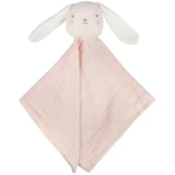 Doudou Plat Lapin Rose Lange Mousseline De Coton Bio Albetta® 35cm - Doudou Lange