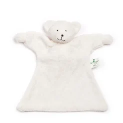 Doudou Plat Nanchen® Natur Ourson Coton Bio Eponge (Kba)Écru 23 Cm- Doudou Bio