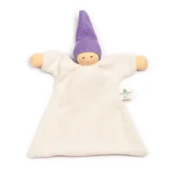 Doudou Plat Nanchen® Natur Poupée Waldorf Coton Bio Eponge (Kba) Ecru Mauve - Jouets Bio