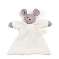 Doudou Plat Nanchen® Natur Souris Coton Bio Eponge (Kba) Gris Ecru 23cm - Jouets Bio