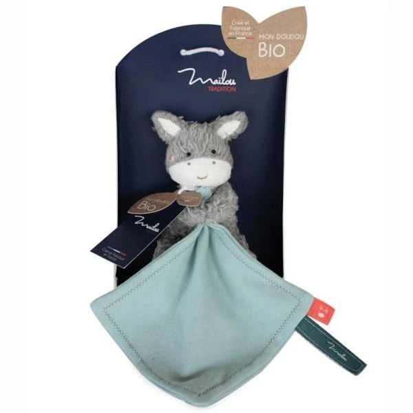 Doudou Plat & Pantin Âne Peluche 15 Cm Maïlou Tradition® Coton Bio - Doudou Bio Français 2 Doudou Plat & Pantin Âne Peluche 15 Cm Maïlou Tradition® Coton Bio - Doudou Bio Français – Image 2