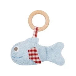 Hochet Anneau De Dentition Poisson Bleu Vichy Efie® 15 Cm - Hochet Coton Bio GOTS