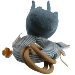 Hochet Attache Tétine & Anneau De Dentition Coton Bio & CaoutchoucÂne Paco Bleu Noukie's® - Bébé Bio -Jouets En Peluche Soldes hochet attache tetine anneau de dentition coton bio caoutchouc ane paco bleu noukie s bebe bio 2