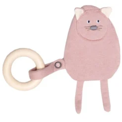 Hochet Bio & Anneau De Dentition Chat BruissantWooly Organic® Coton Bio 16 Cm - Hochet Bio GOTS