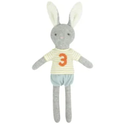 Lapin Peluche éponge De Coton Bio 3ème Anniversaire 44cm Albetta® - Peluche Bio
