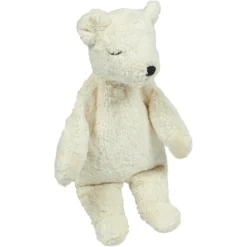 Peluche Bouillotte Ours Polaire Endormi Coton Bio 30 Cm Senger® - Doudou Bio Naturel Senger