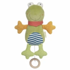 Peluche Musicale Bio Grenouille Rayé Green 26 Cm Sigikid® - Peluche Musicale Coton Bio