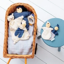 Petit Poupon Mousseline Coton Bio Mini Mix Bicolore 17cm Hoppa®- Doudou Bio -Jouets En Peluche Soldes petit poupon mousseline coton bio mini mix uni 17cm turbulette hoppa doudou bio 3