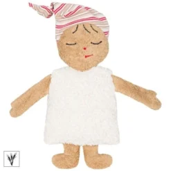 Poupée Bouillotte Épeautre Tissu Éponge & Robe Blanche Bonnet Rayé 28 Cm Efie® Coton Bio - Poupée Naturel Efie