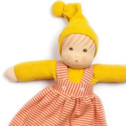 Jouets En Peluche Soldes -Jouets En Peluche Soldes poupee de chiffon nanchen natur poupon waldorf coton bio kba jaune robe orange poupee bio 1
