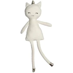 Poupée Hochet Fabelab® Licorne Merveilleuse 28 Cm Blanche Coton Bio GOTS- Jouet Bio Scandinave